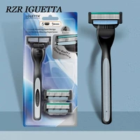 rzr iguetta 1 handle 5 blades men and women manual razor replaceable blade razor set 4 layers sharp hair remover