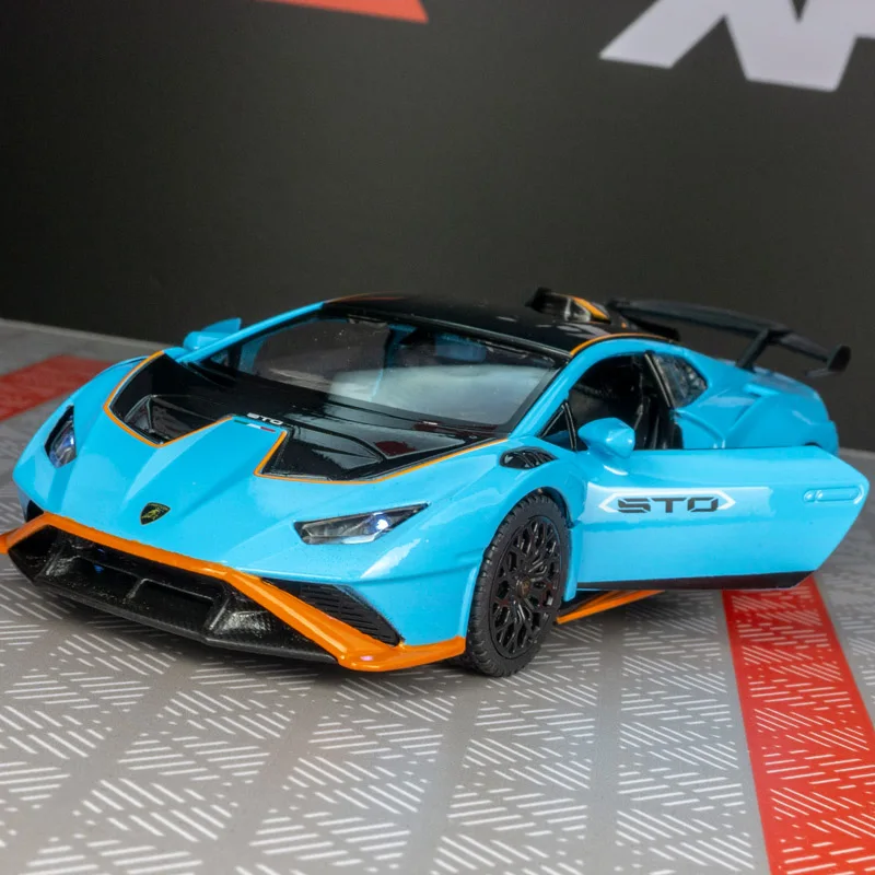 Фото Модель автомобиля Lamborghini STO от Rastar в масштабе 1:32, из сплава, с открывающимися дверями и капотом, с имитацией звука и света. №5