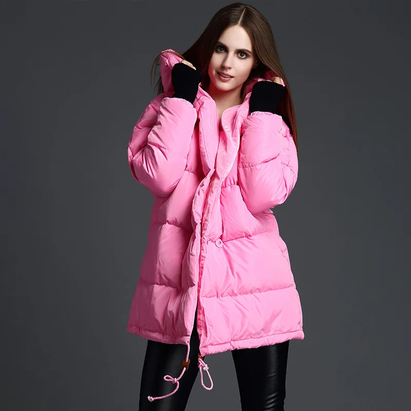 New Winter 2022 Women's Slim-fitting Down Coat, Hooded Medium Length Thick Comforter Down Jacket Women's Fashion Coat