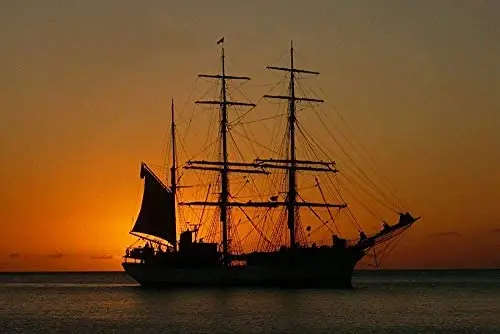 

Sunset Ship Sea Ocean Sailing Pirate Poster Metal Tin Sign
