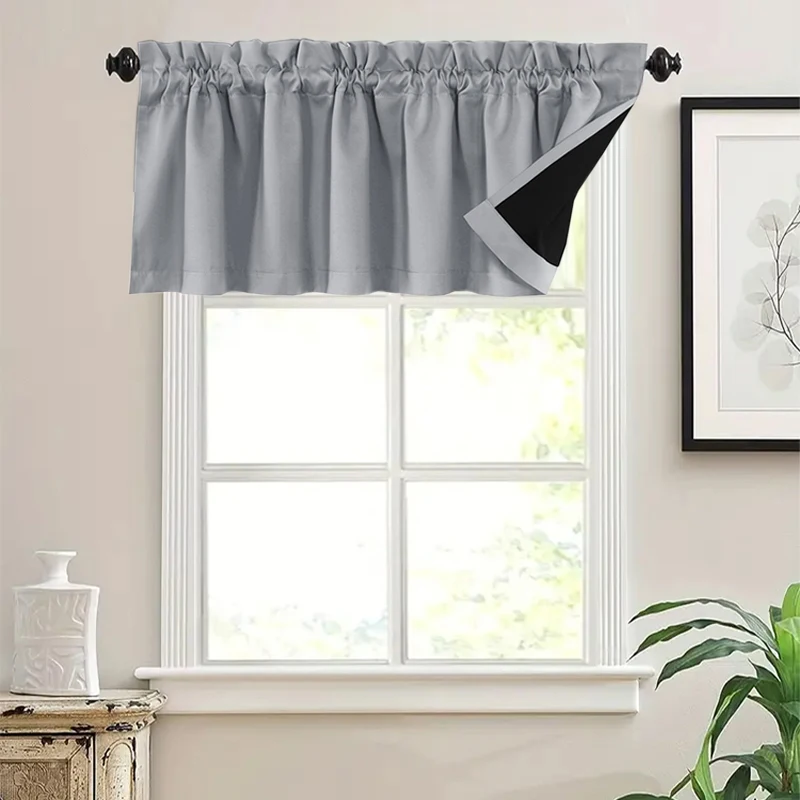 Фото 100% затемняющая кухонная короткая штора W106cm x H30cm 2PCS, W132cm x H61cm 2PCS №1