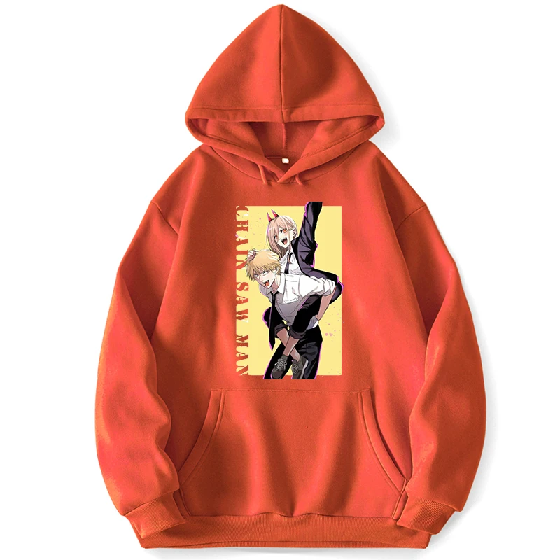 

Толстовка с капюшоном Denji X Power для мужчин, свитшот с принтом бензопилы, пуловер с капюшоном, джемпер с карманами-трапециями, весна-осень