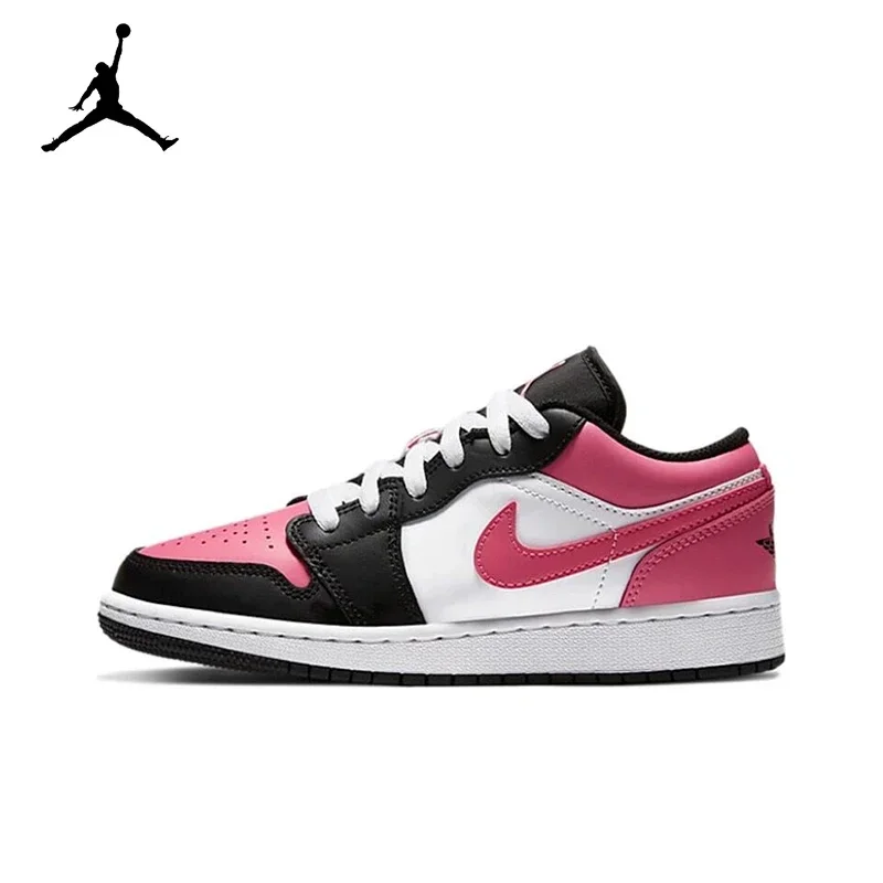 Original Air Jordan 1 Low &quotCherry&quot Pink GS Size For Women's Non-Slip Low-Top Retro Classic Basketball Shoes Sneakers 554723-106