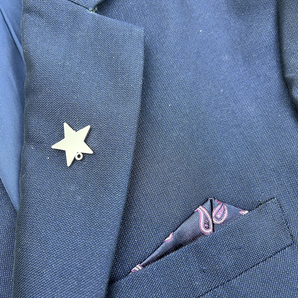 

5Pcs/Wholesale Mens Star Brooches Stainless Steel Pentagram Button Pins Original Suit Coat Charm Badge Wedding Jewelry Gifts