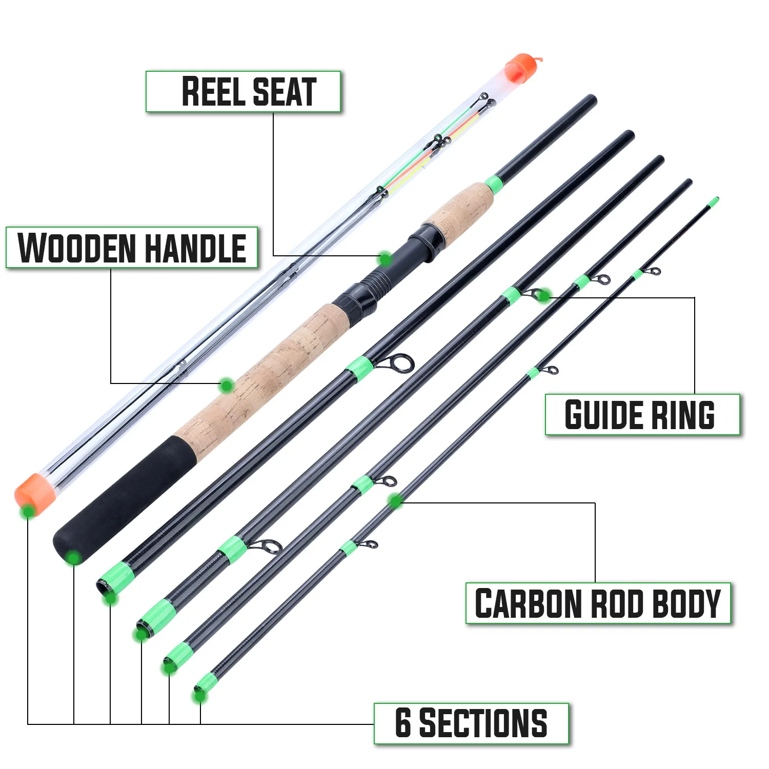 Удилище рыболовное из углеродного волокна 6 секций 3 м | Спорт и развлечения