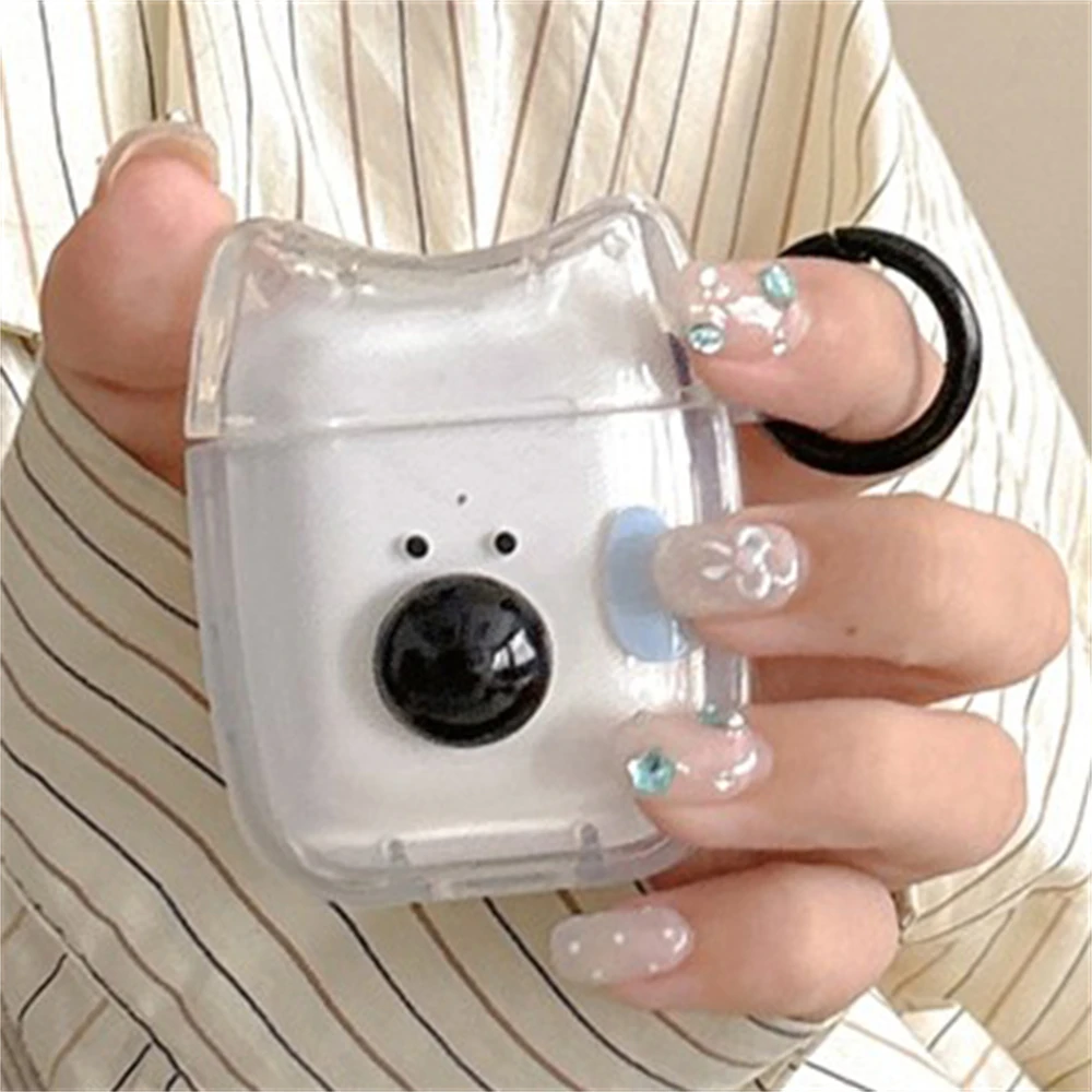 Симпатичные прозрачные наушники Kawaii с изображением собаки для AirPods 1 2 3 брелоком