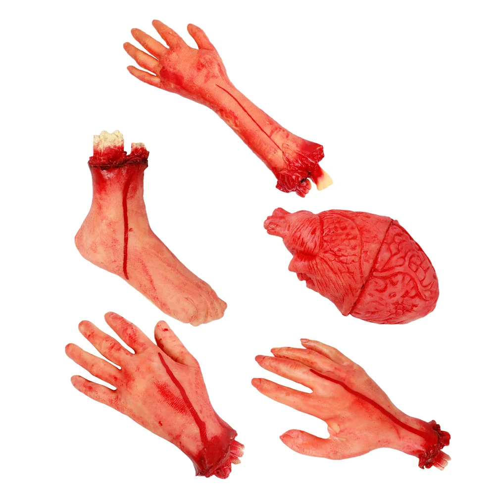 

5 Pcs Severed Limbs Props Halloween Decorations Fake Body Parts Scary Broken Hand Horrifying Vinyl Hands Terror Human