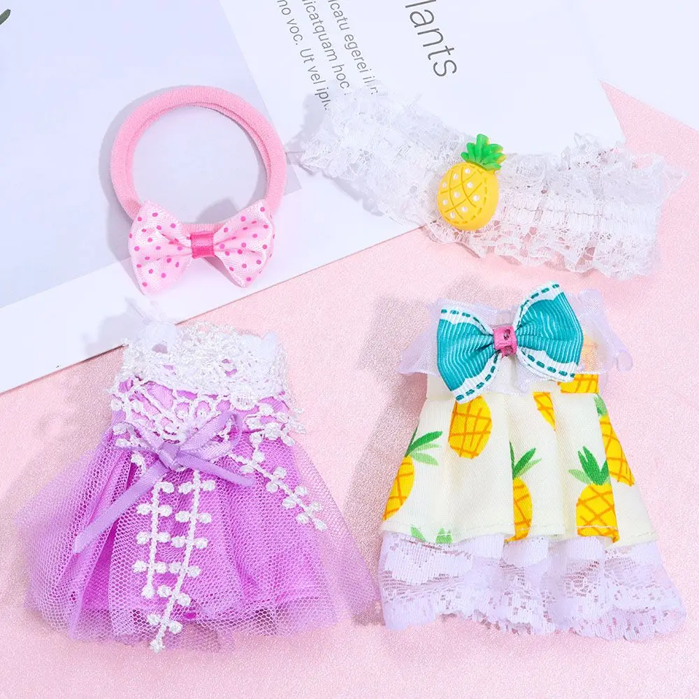 

Тканевые аксессуары для кукол ручной работы, милые игрушки, кружевная юбка, Одежда для кукол, платье с принтом, платье принцессы