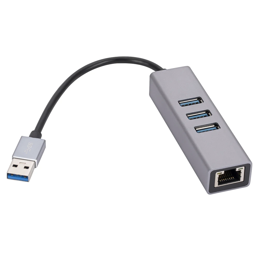 

Адаптер Ethernet с 3 портами USB на Rj45 Lan, сетевая карта, высокоскоростной USB3.0, сплиттер 1000 Мбит/с для ПК, Windows, ноутбука