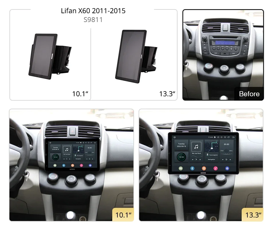 Автомобильный DVD-плеер Tesla style PX6 13 3 дюйма Android 10 автоповоротный 1920*1080 навигация GPS