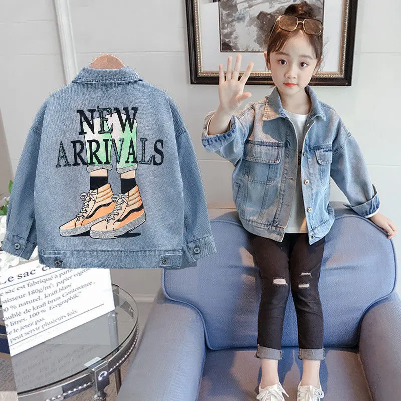 

Girls Denim Sports Jacket Autumn Spring Cardigan Tide Kids Clothes Teenage 10 12 Years Fall Baby Coats Child All-match Outerwear