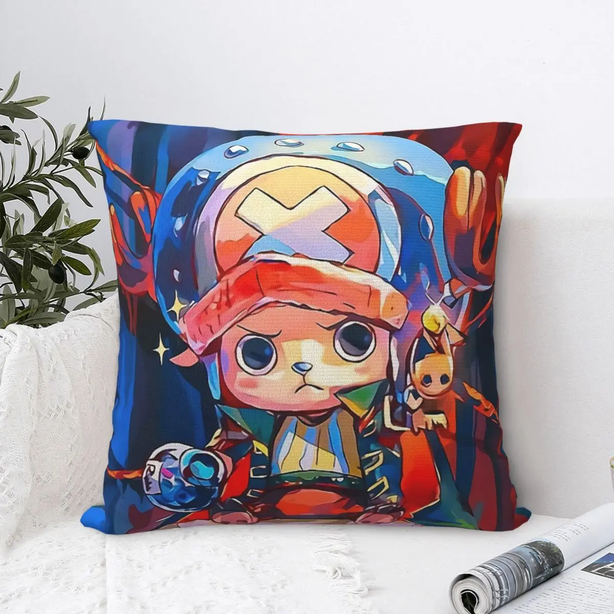 

Tony Tony Chopper Throw Pillow Case One Piece Nami Manga Backpack Coussin Case DIY Printed Breathable For Sofa Decor