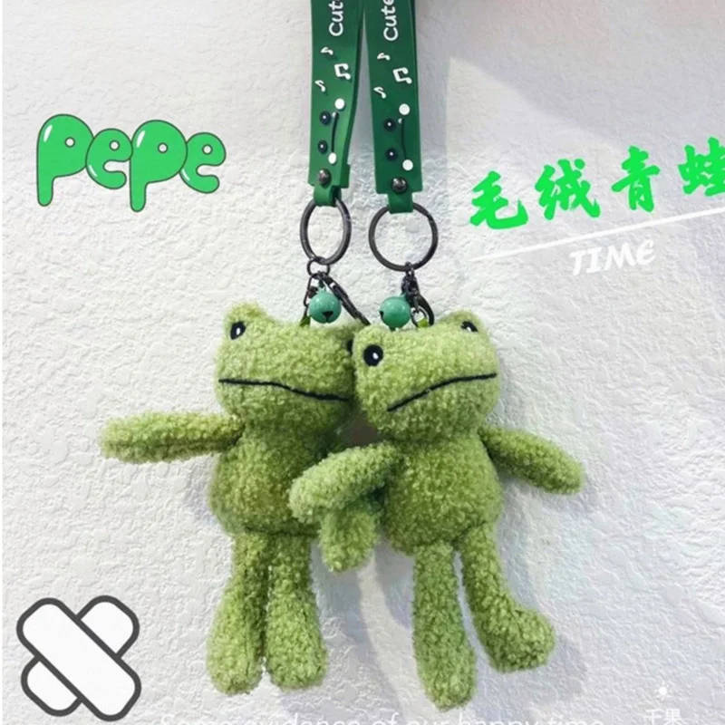 

Ugly Smiling Face Green Frog Plush Doll Keychain Pendant Personalized Fashion Bag Ornaments Key Chain Holder Lanyard for Keys