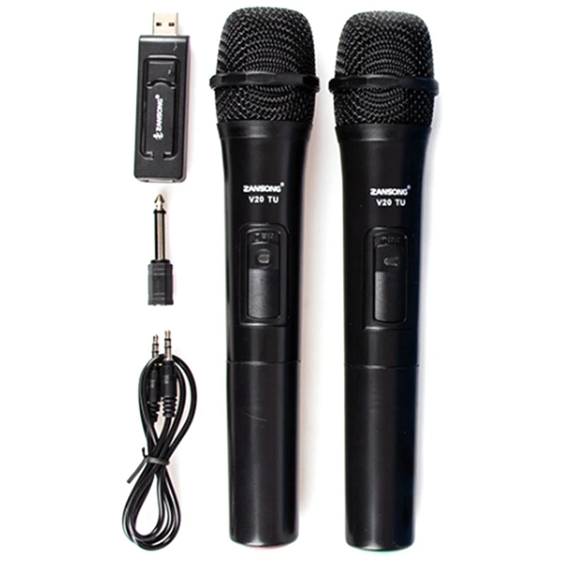 

Беспроводной микрофон Zansong Uhf Usb 3,5 мм, Мегафон, ручной микрофон с приемником для караоке, речи, динамик V20