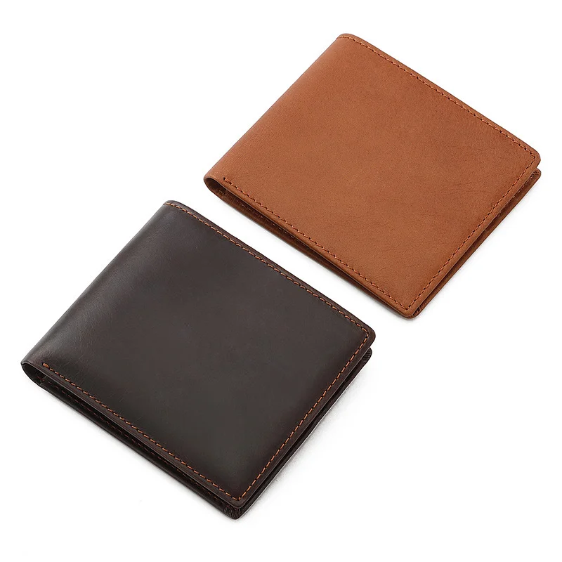 Двухскладные кошельки для мужчин мужской вместительный кожаный кошелек с