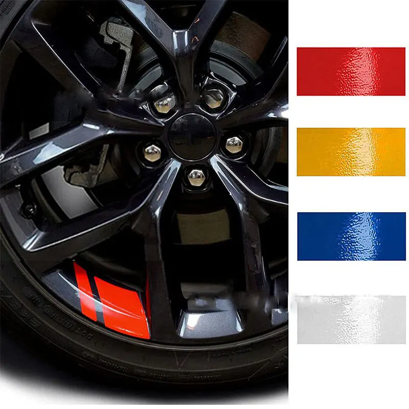 

2022 New Reflective Car Wheel Waterproof Stickers Hash Mark Stripe Racing Wheel Hub decorative sticker Car trim accessories