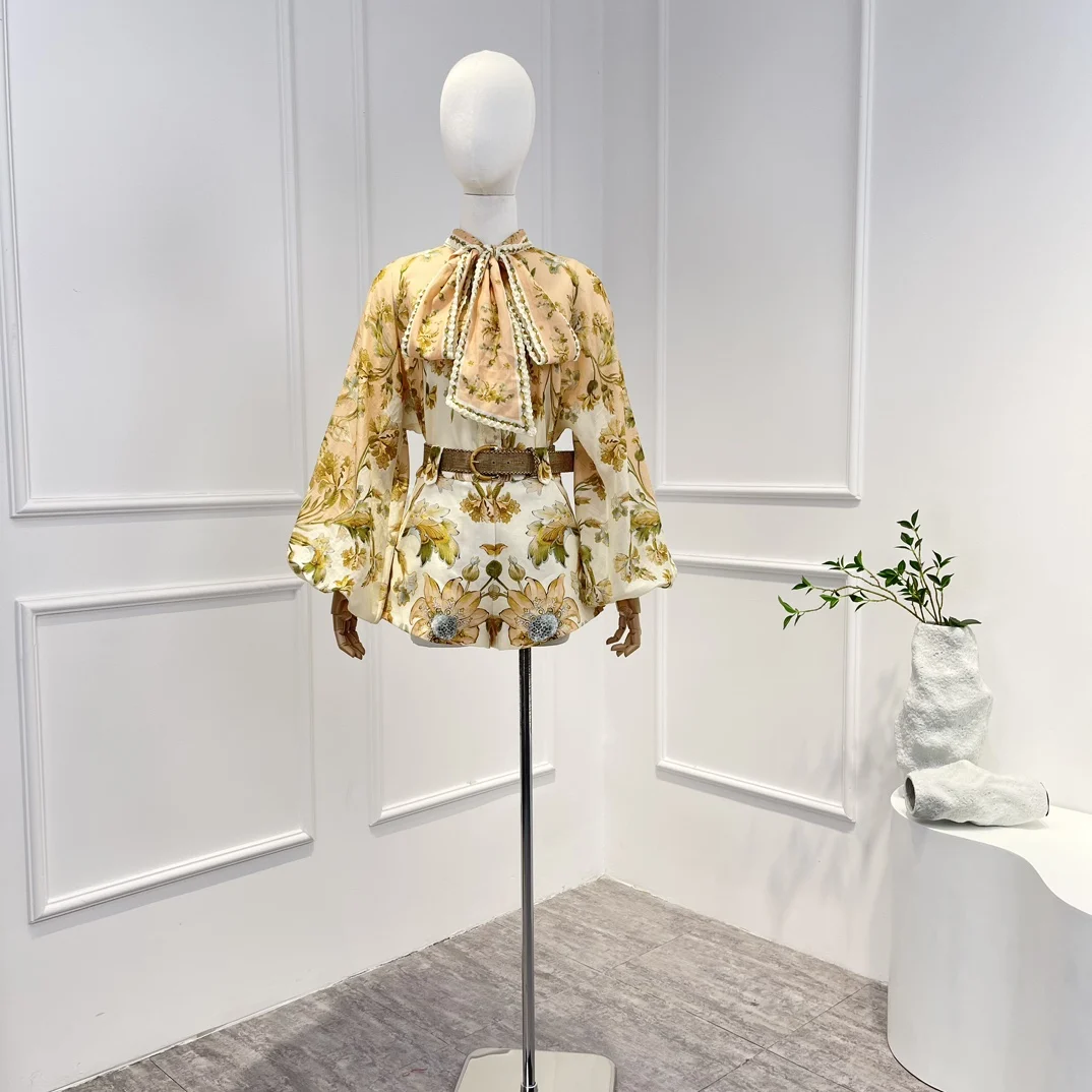 

Женский комплект из топа и шорт, на шнуровке, с цветочным принтом