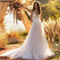 princess lace wedding dress spaghetti strap sleeveless bride gown bow backless tull sweep train robe de mari%c3%a9e boh%c3%a8me sexy brida