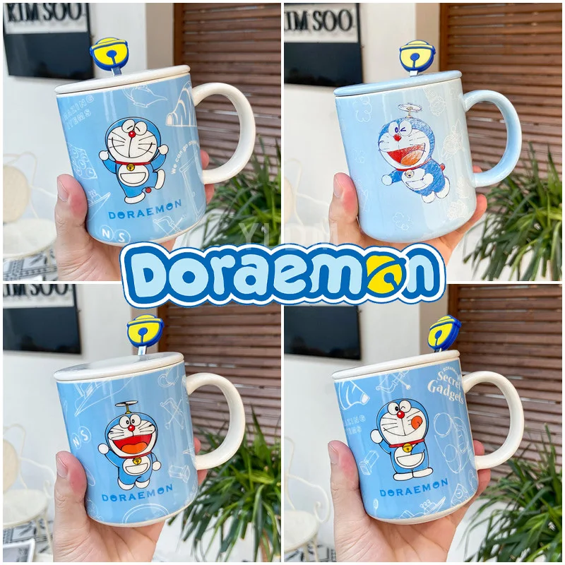 400 мл новый продукт Doraemon окрашенная керамическая кофейная кружка с крышкой