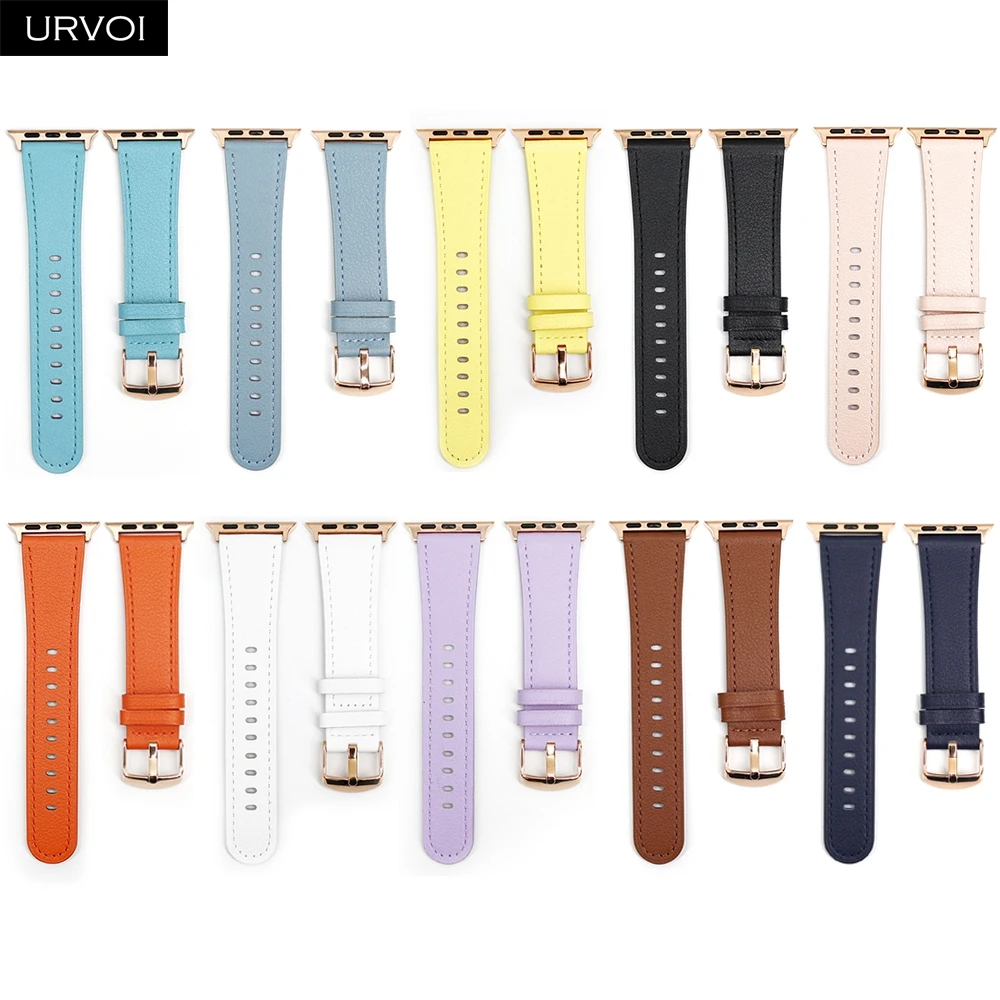 Ремешок URVOI для Apple Watch ultra series 8 7 6 SE 54 браслет из натуральной кожи iWatch с