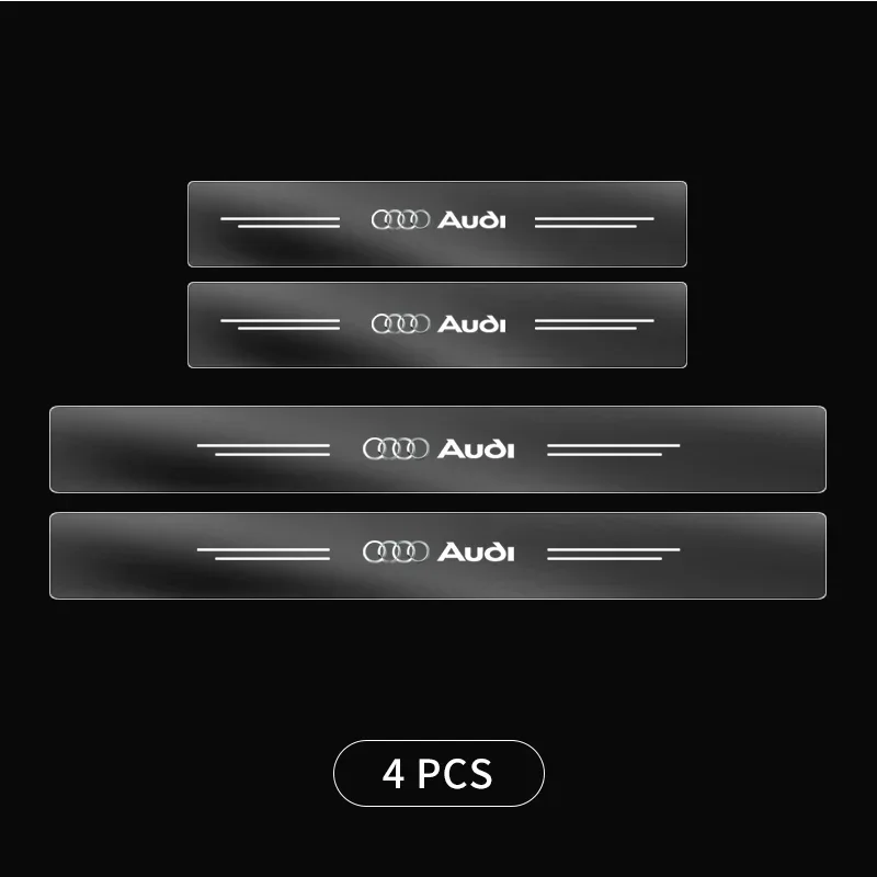 

4 шт., прозрачные наклейки на пороги автомобиля Audi Sline TT Q2 Q3 Q5 Q7 Q8 A3 A4 A5 A6 A7 R8 B5 B6 B7 B8 C5 C6 C7