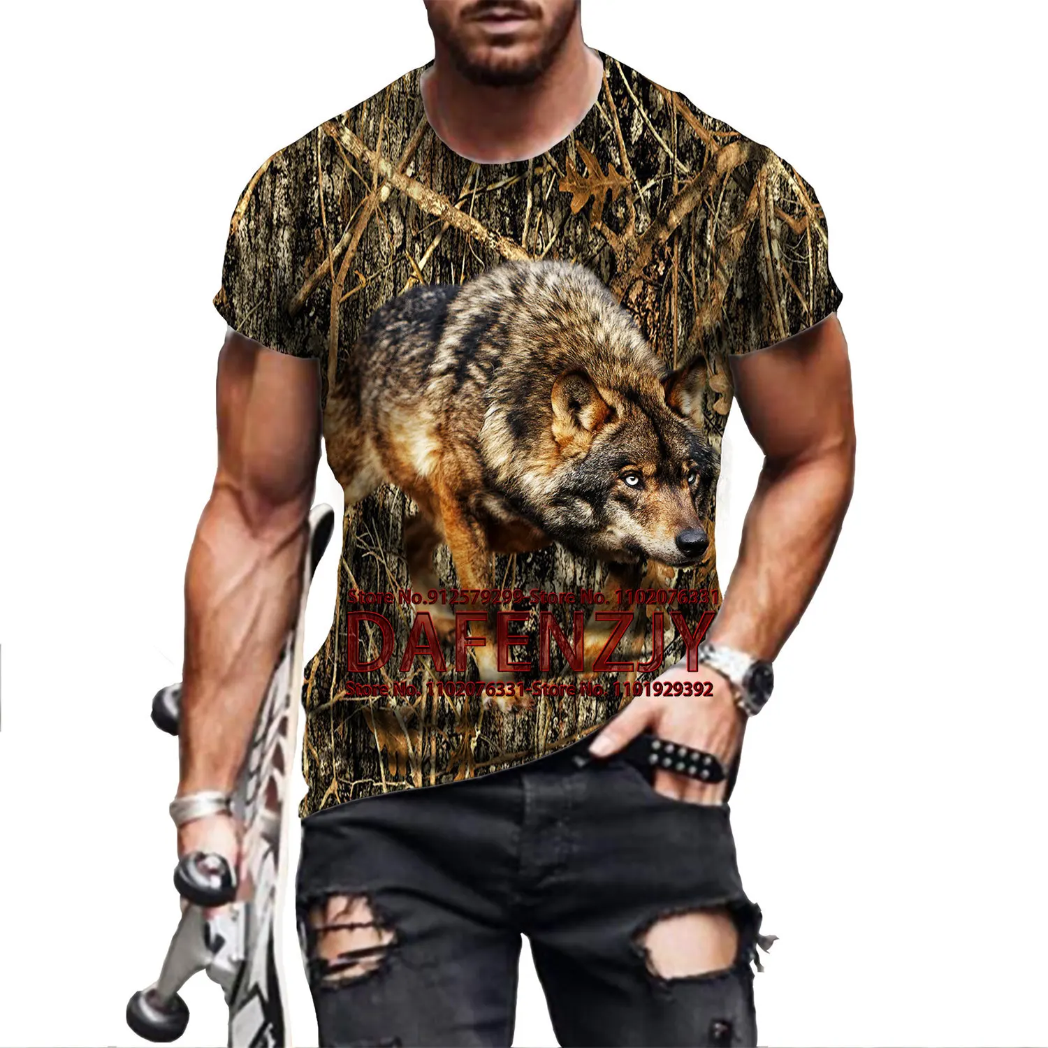 

Брендовая летняя футболка BIANYILONG, волк, камуфляж, охота, животное, волк, 3d печать, повседневный уличный пуловер унисекс с коротким рукавом