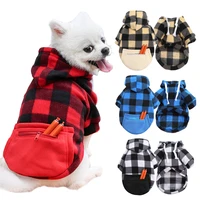 classic plaid big dog hoodie with pocket winter pet dog clothes for small medium large dogs chihuahua jacket shih tzu pug outfit