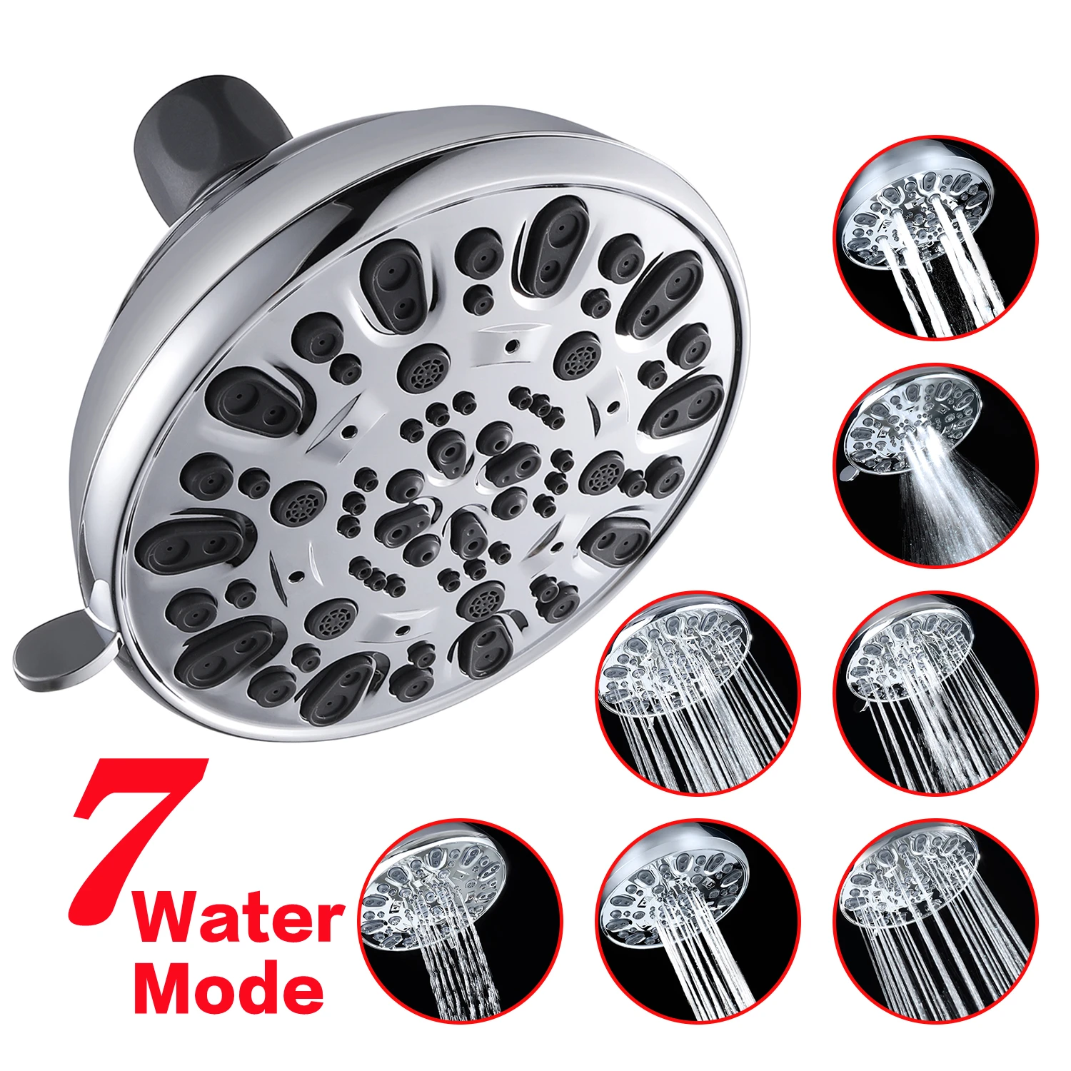 

Top Spray 7 Mode Shower Round 360Degree Rotation Sprinkler Shower Head ABS Plastic Water Saving Head Shower Bathroom Accessories