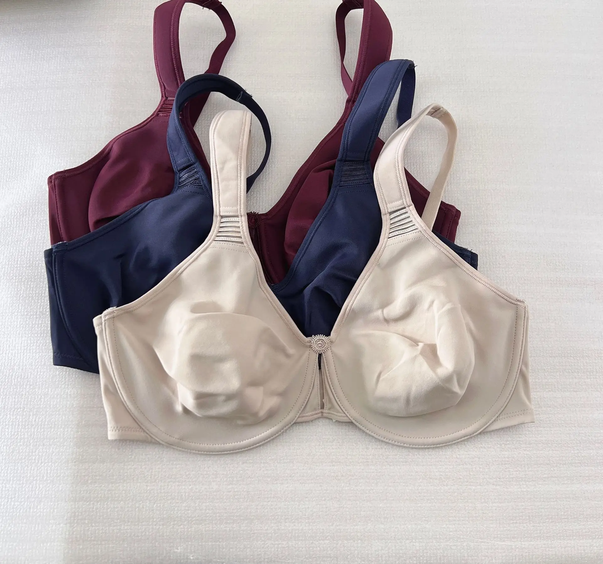 

Women's Solid Minimizer Bra Full Coverage Underwire Female Unlined Lingerie One piece thin cup wide shoulder strap D Cup