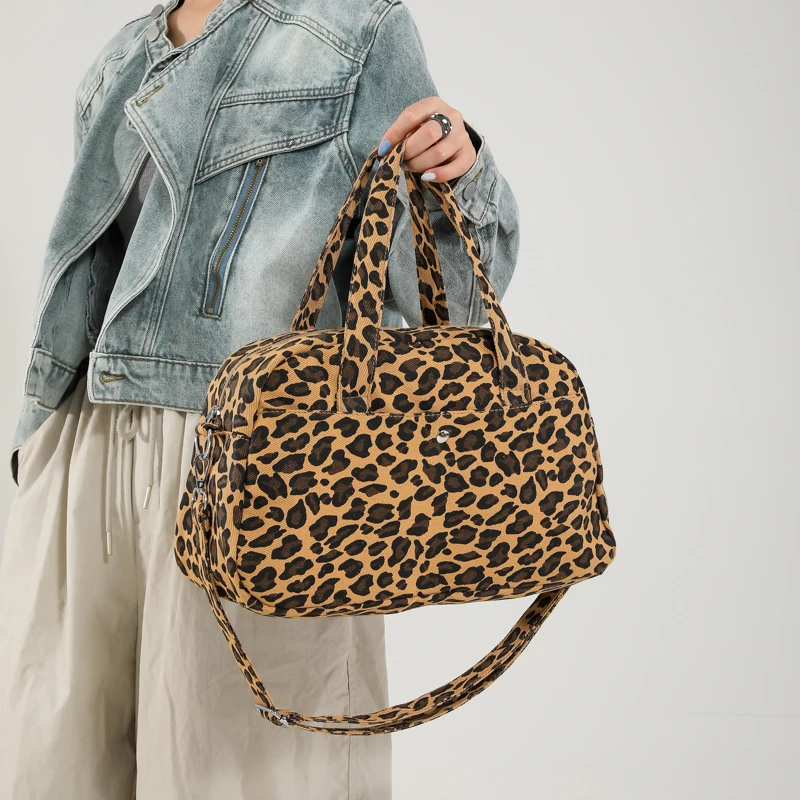 Японская сумка Harajuku 2024 осенне-зимняя новая модная сумка-тоут с леопардовым