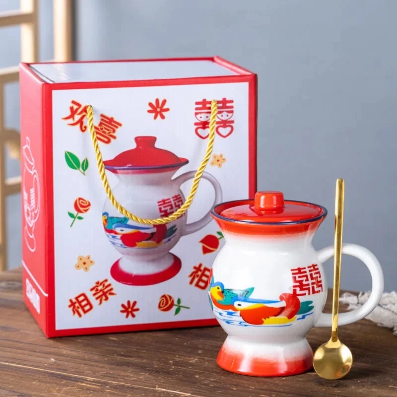 1Pcs Spittoon Cup Nostalgic Chamber Pot Ceramic Water Cup Household Mug Birthday Wedding Companion Hand Gift