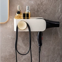 hair dryer rack wall mounted bathroom hairdryer organizer shelf stand with hook self adhesive cosmetics washroom storage holder