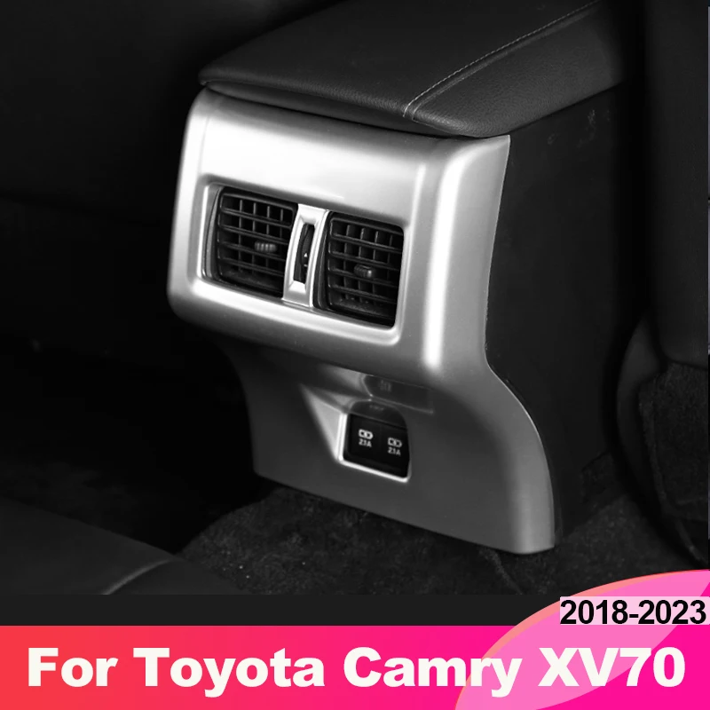 

For Toyota Camry 70 XV70 2018 2019 2020 2021 2022 2023 ABS Carbon Car Rear Air Outlet Vent Trim Cover Anti-Kick Pad Accessories