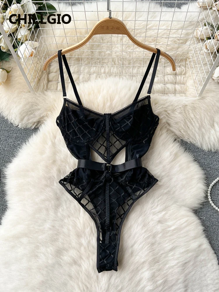 Пикантные Женские клетчатые боди CHILLGIO модный ажурный дизайн интимная одежда для