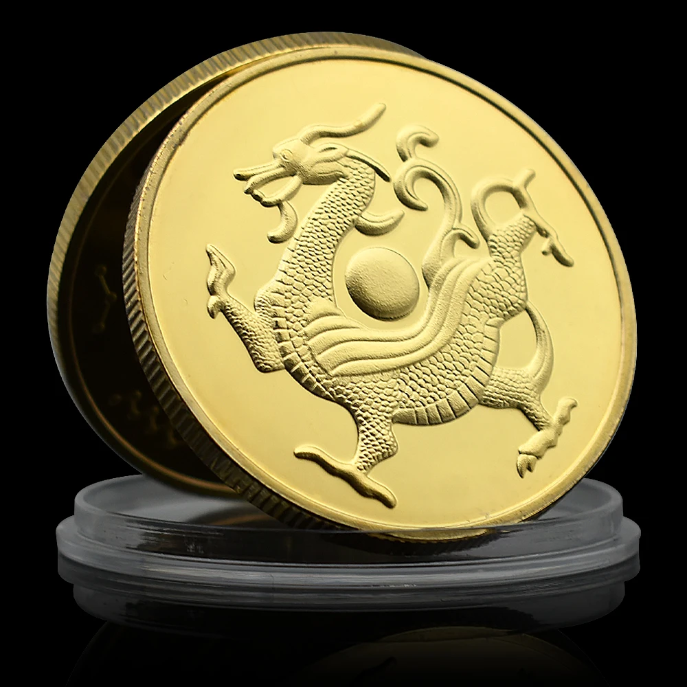 

Chinese Black Dragon Coin The Four Great Divine Beasts Tai Chi Eight Trigrams Coin Bring Luck Commemorative Medal In Capsule