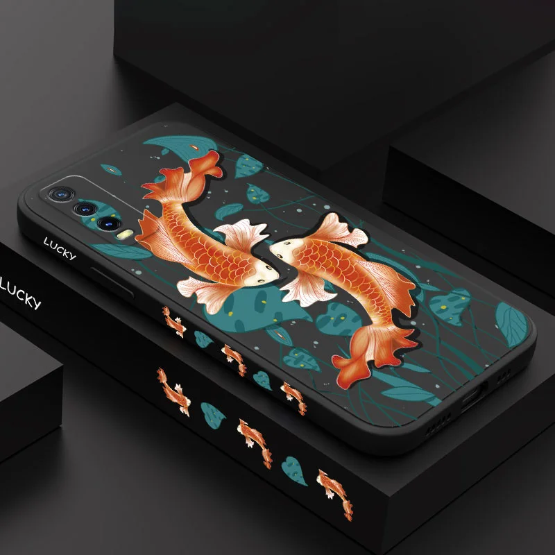 

Lotus Leaf Koi Case For VIVO Y20 Y20i Y20S Y30 Y50 Y33T Y11 Y12i Y12 Y12S Y15 Y17 Y19 Y21 Y21T V23 V23E V21 V20 S1 Pro 5G