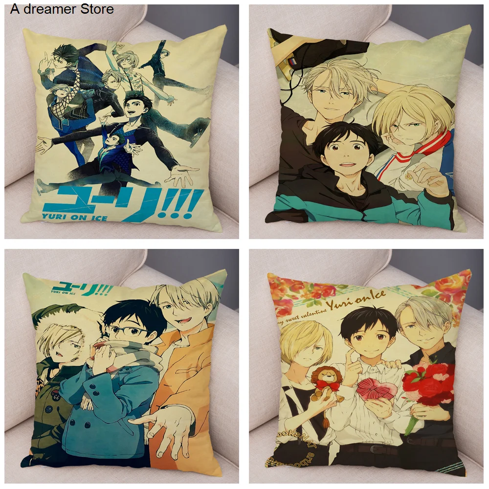 

YURI!!! on ICE Cushion Cover Decor Japanese Cartoon Anime Pillowcase Super Soft Plush Pillow Case for Sofa Home Children Room