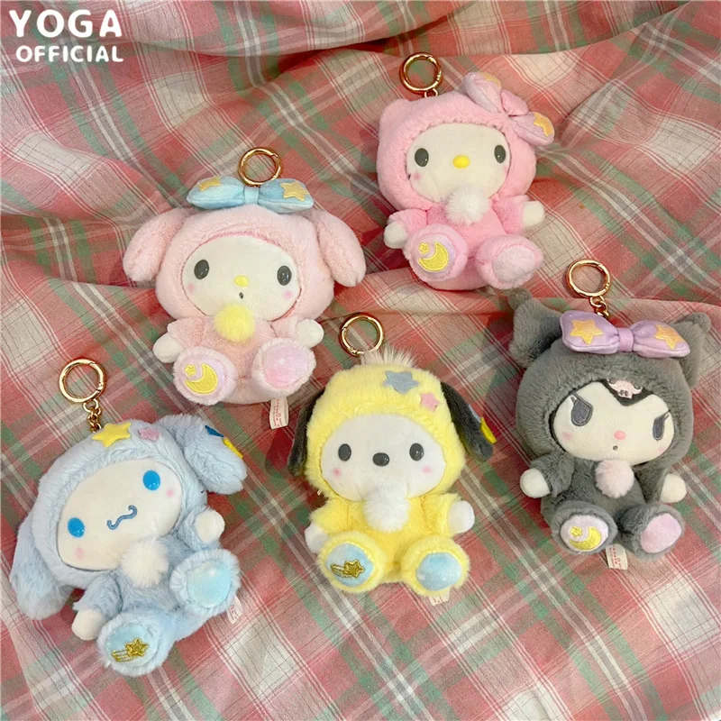 

Cartoon Kawaii My Melody Kuromi Cinnamoroll Kt Cat Purin Dog Plush Toy Anime Stuffed Animals Cute Plushie Pendant Doll Toys
