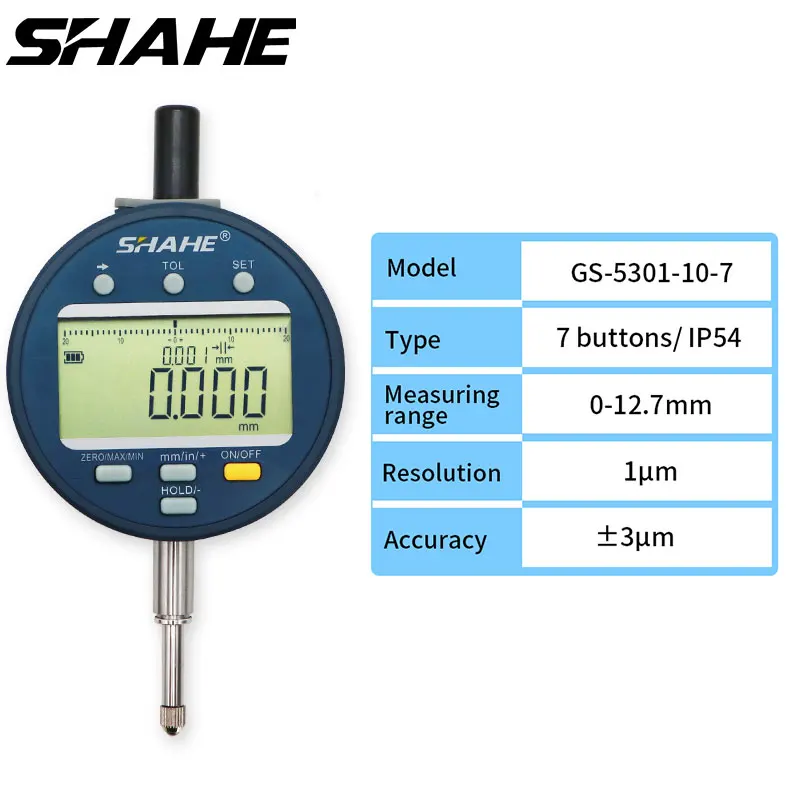 

SHAHE Dial Indicator Gauge Measuring Tools Electronic Micrometer Metric/Inch 0-12.7mm/25.4mm/50.8mm 1μm Resolution Tester Tools