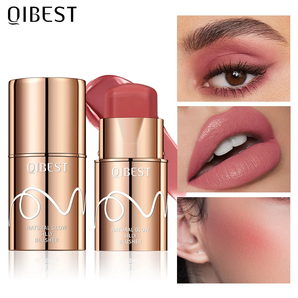 QIBEST Cream Blush Stick Матовые шелковистые румяна для лица Натуральные глаза Щеки Губы