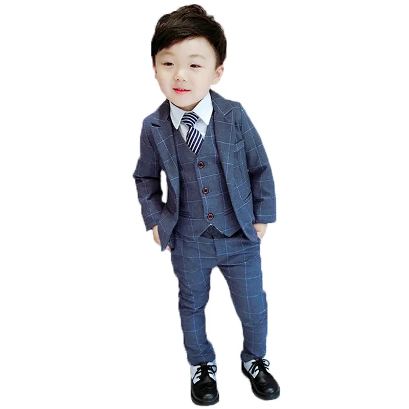 

Brand Children Flower Boys Suits Blazer Kids clothing Formal Dress Suit For Weddings Birthday Clothes Set Jackets Vest Pants