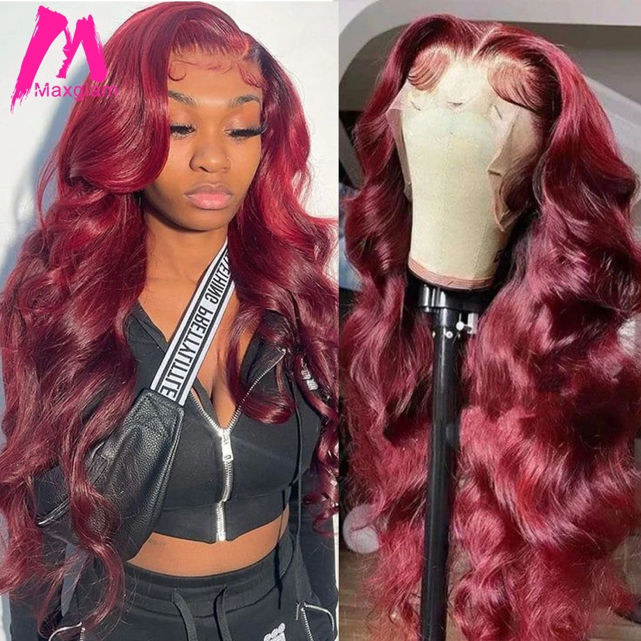 Body Wave 13x6 Hd Lace Frontal Wig Human Hair 13x4 Burgundy Lace Front Wig Glueless Preplucked Brazilian Wigs on Sale For Women