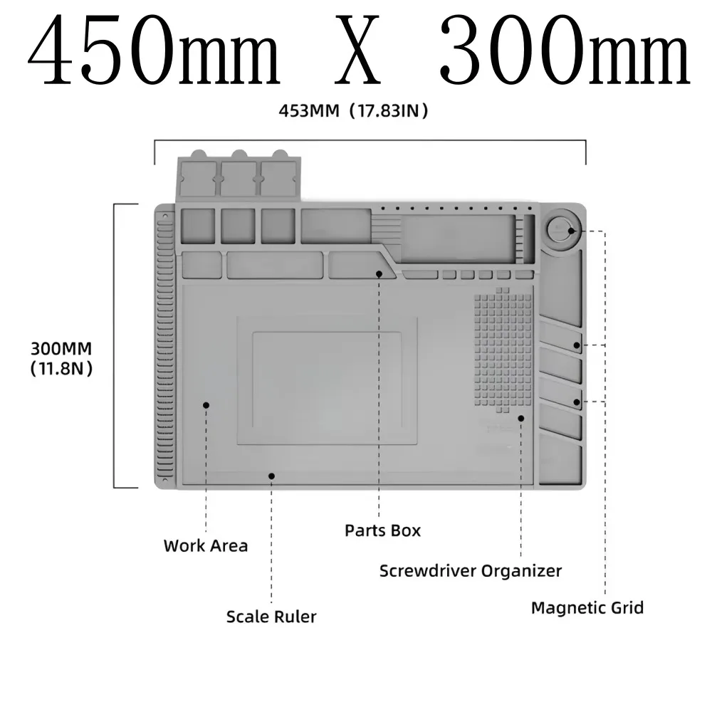 

Силиконовый Магнитный Коврик, Устойчивый К Высоким Температурам, 932 ° Антистатический Верстак Для Ремонта Электроники