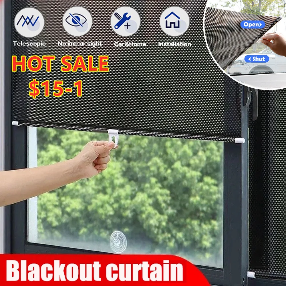 

2022 New Universal Roller Blinds Suction Cup Sunshade Blackout Curtain Car Bedroom Kitchen Office Window Sun-shading Curtains