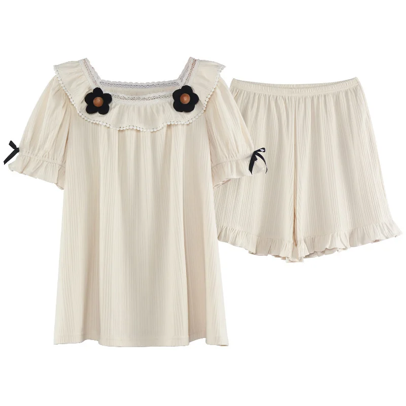 Pajama Girl Summer Short Sleeve Cotton New Court Style  Princess Lovely Home Suit sleep lounge