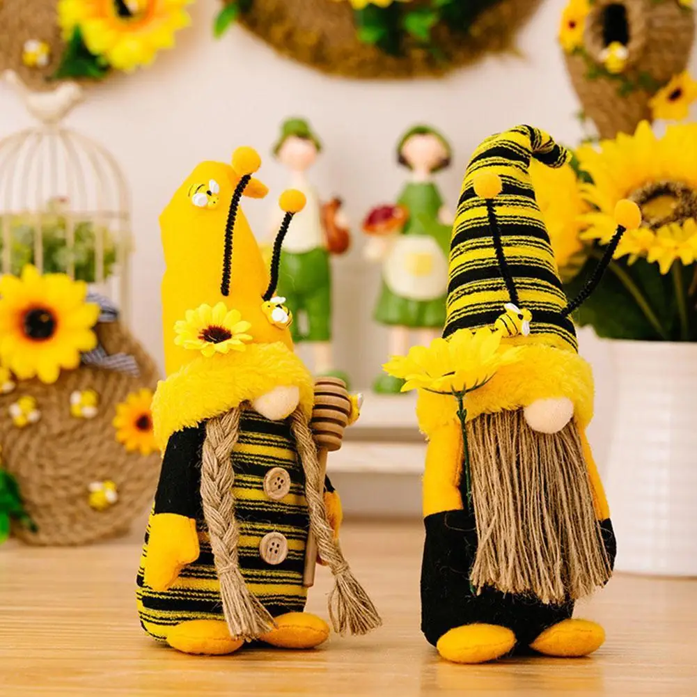 

Новинка, Рождественская Кукла Gnome без лица, праздничные украшения с пчелами и длинными ногами для украшения дома, Рождественский кулон, подарок, желтый Y9O0