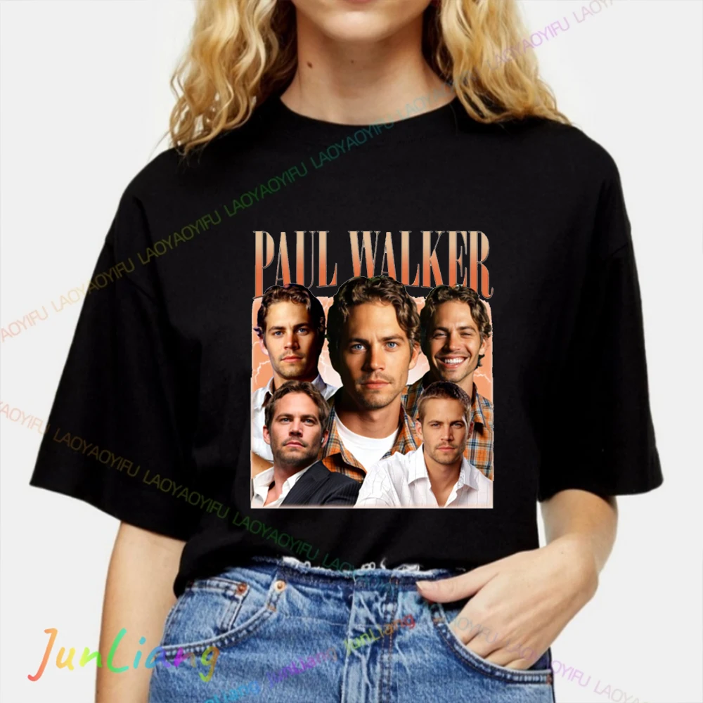 Фото Женская футболка Paul Walker, уличная одежда Fast and Furious, ретро Harajuku Y2k, одежда, топы, мужские рубашки с графическим рисунком, модная женская одежда в стиле гот №5