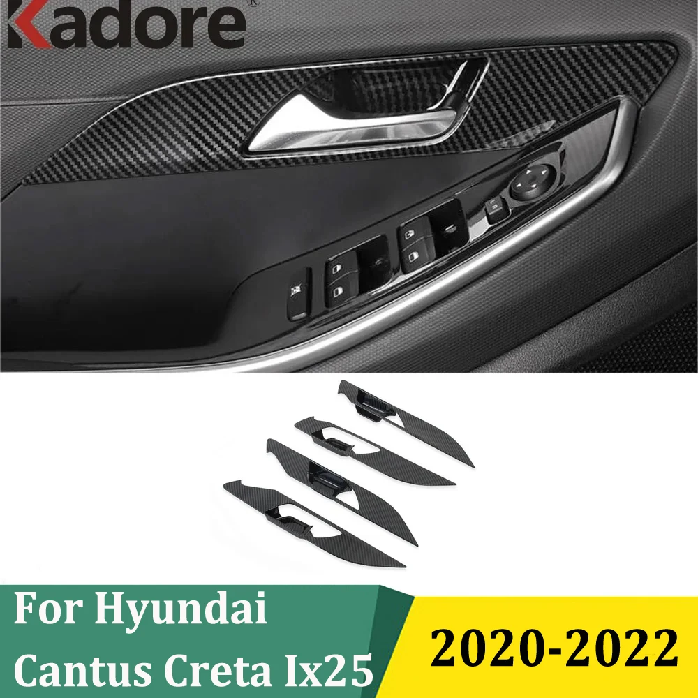 

Для Hyundai Cantus Creta ix25 2020-2022 углеродное волокно внутренняя дверная ручка крышка планки защитная наклейка аксессуары для стайлинга автомобилей