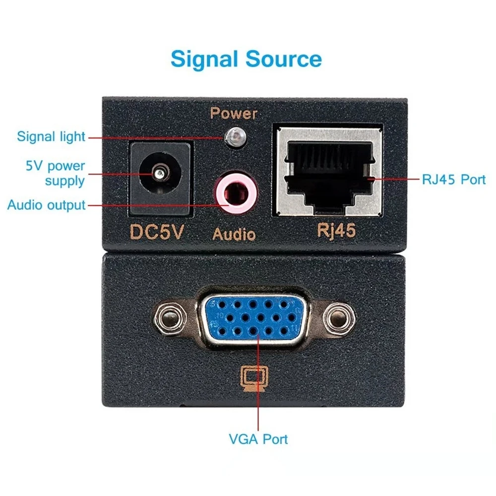 VGA extender with audio over cat5/6 cable up to 100M RJ45 ethernet Video Audio converter for PC laptop projector |