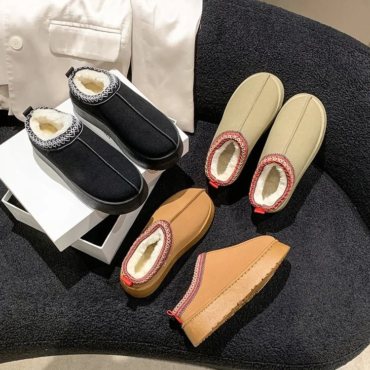 

Suede Leather Women Ankle Boots Platform Autumn Winter Warm Women Plush Snow Booties Lady Shoes